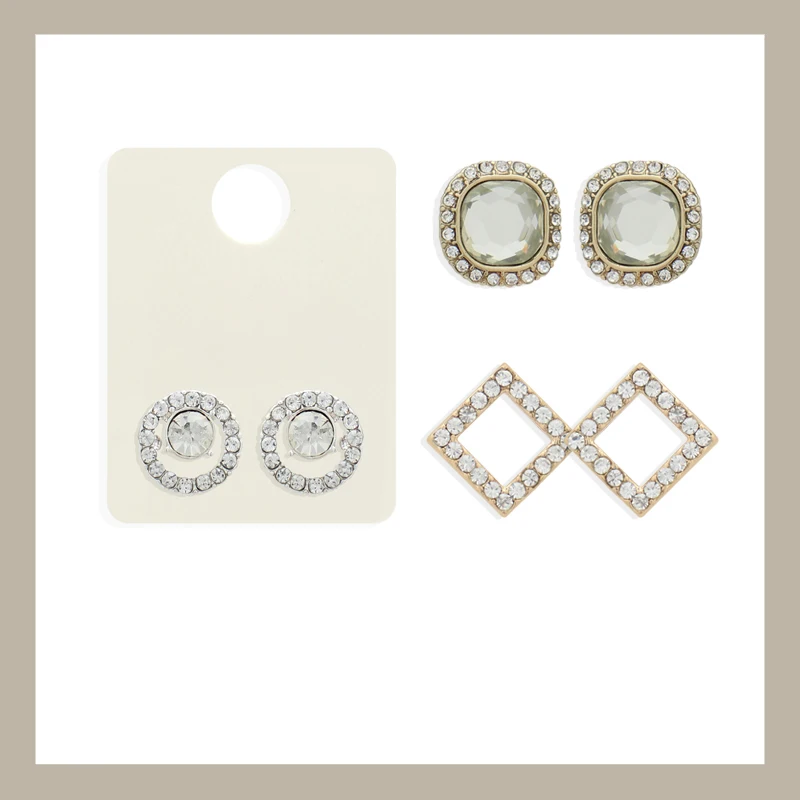 

Classic Gold Color Round Square Geometric Shaped Cubic Zirconia Crystal Earrings For Women Romantic Wedding Jewelry Earring