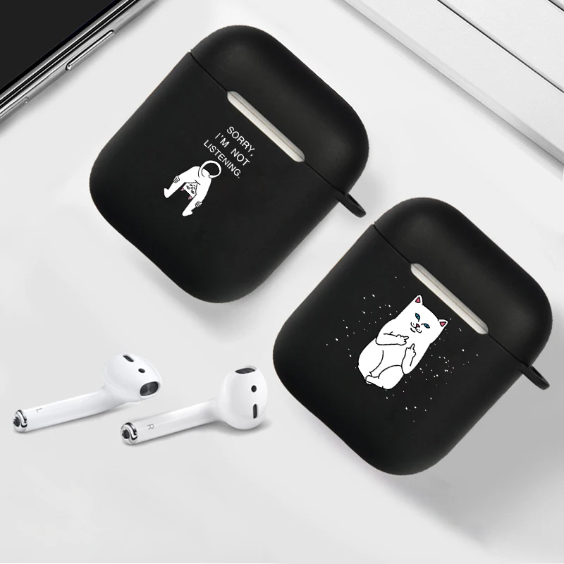 DIFFRBEAUTY черный мягкий чехол для Apple Airpods1 2 милые аксессуары кошек наушники