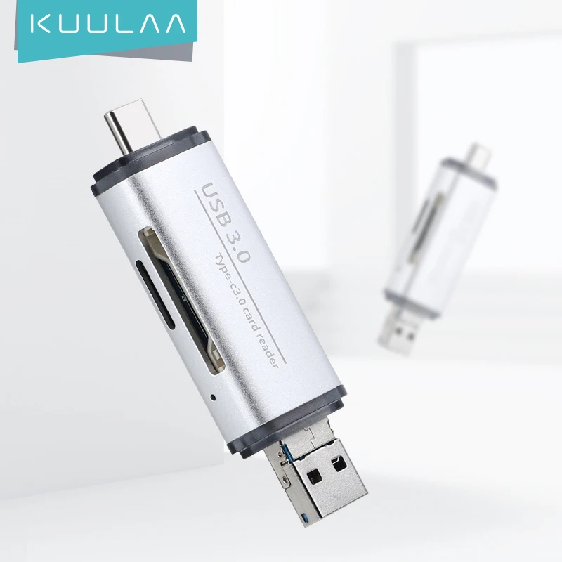 Кардридер KUULAA Type C OTG с интерфейсом USB для ПК 3 0 считыватель TF карт адаптер компьютерные