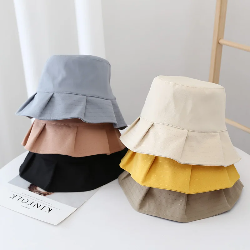 

1PC Women Purfle Bucket Hat Solid Color Bucket Hat Smiling Face Unisex Fashion Bob Cap Hip Hop Gorro Men Summer Cap