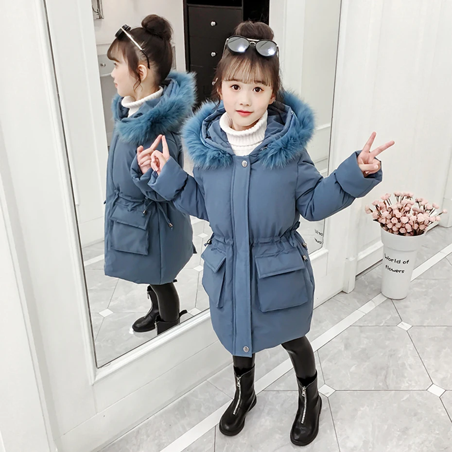 Пальто для девочек пальто с цветочной вышивкой верхняя одежда капюшоном и