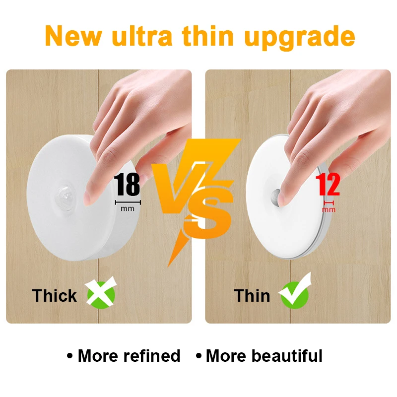 Ночник с датчиком движения 6 светодиосветодиодный зарядка через USB магнитный