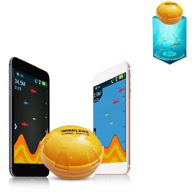 

Mobile Phone Fishfinder Wireless Sonar Fish Finder Depth Sea Lake Fish Detect iOS Android App findfish smart sonar echo sounder