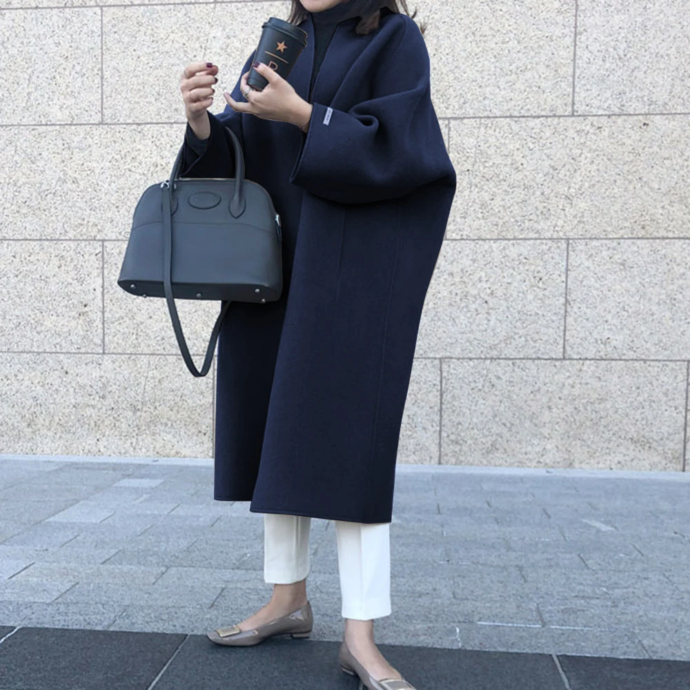 

Women Winter Overcoat Female Casual Loose Solid Color Outwear Fashion Warmness Long Coats Spring Autumn Oversized Tops