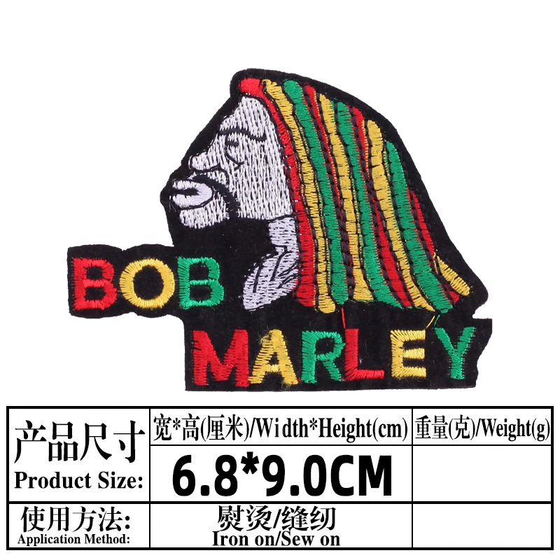 Нашивки с вышивкой надписями BOB MARLEY красные желтые зеленые наклейки аппликация