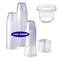 100 sets 30ml 60ml 90ml 120ml plastic disposable portion cups with lids souffle cups jello cups