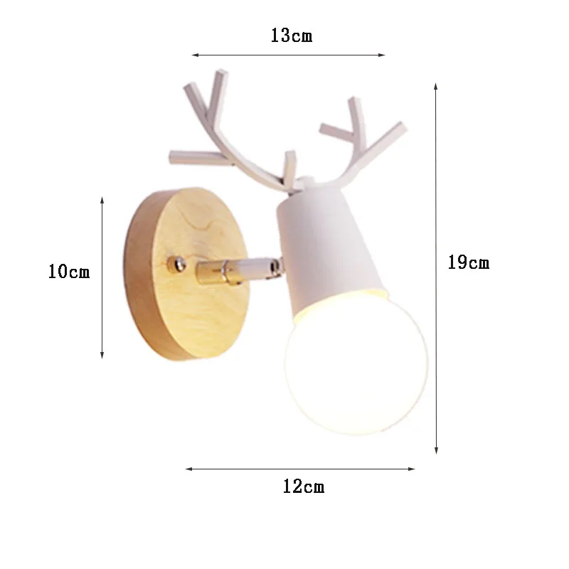 

Nordic Modern Deer Wood Wall Lamps Simple LED Bulbs Cafe Dining Room Bedroom Bedside Decorative Wall Lamp Furniture Lights