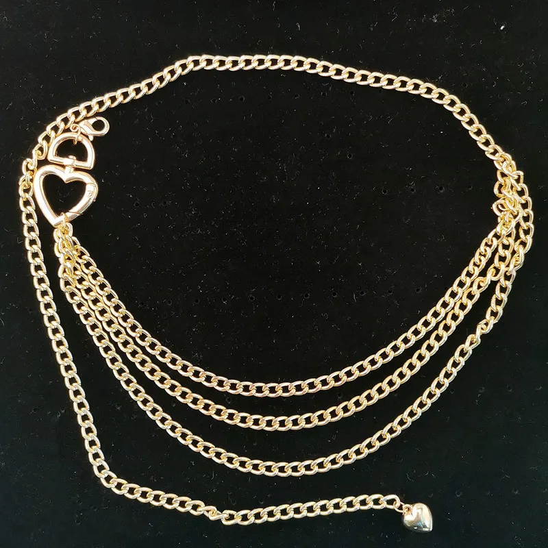

Fine Hollow Pants Chain Gold Silver Metal Waist Chain Love Heart-shaped Fashion Women Waistband Girdle Pants Dress Belt