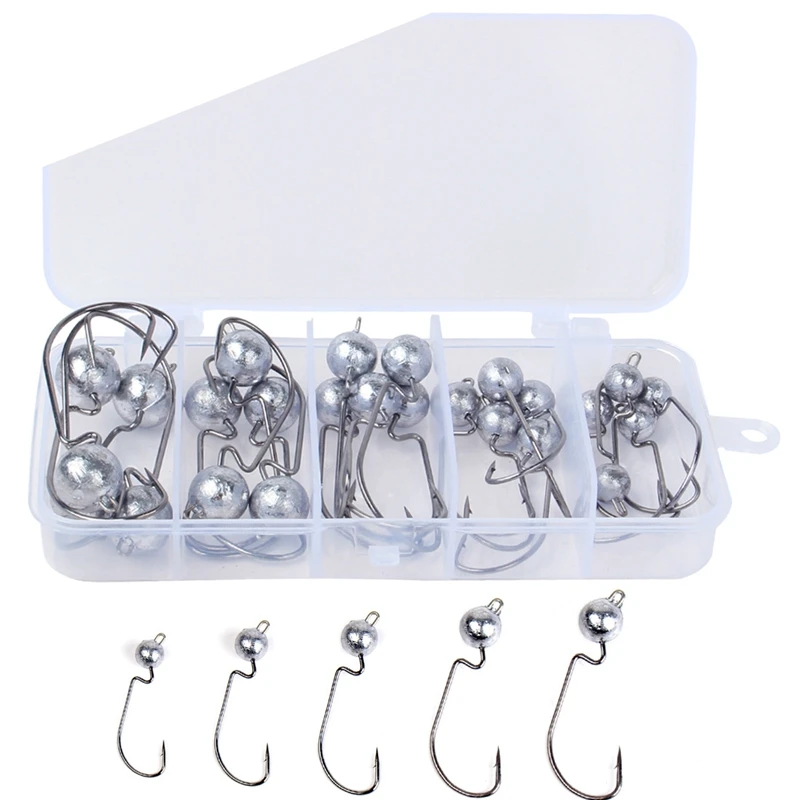 Ultrahead изящество джиг крюк кривошипный свинцовый крючок набор основной цвет