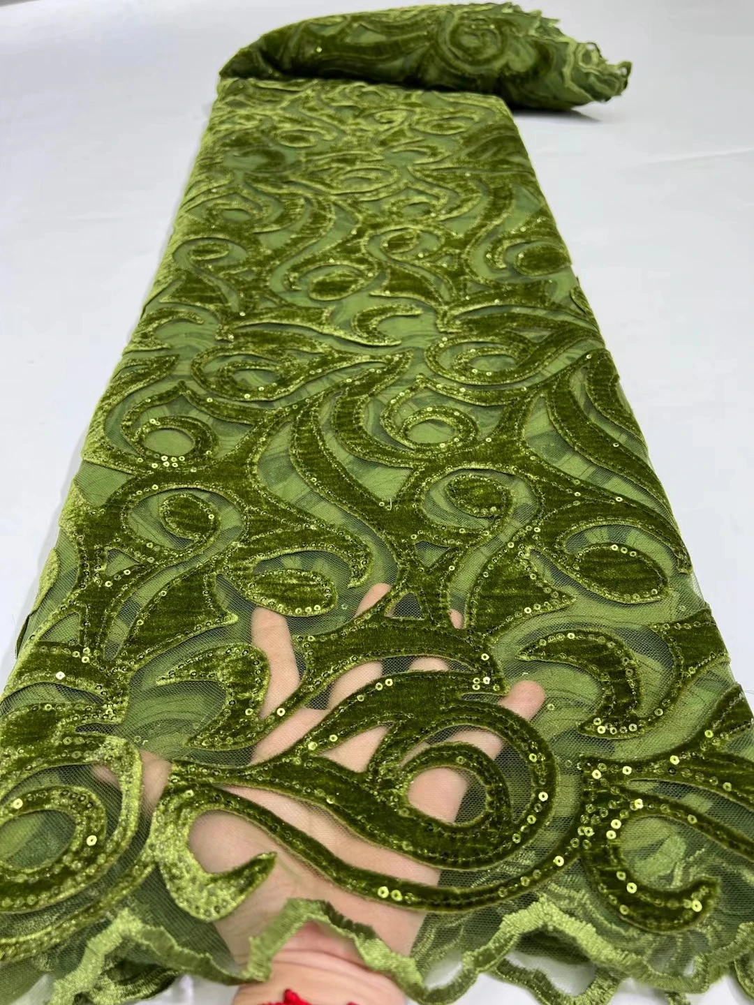 

African Velvet Lace Fabric With Sequins Lace 2021 5 Yards Ghana Lace Material For Nigerian Evening Party Dress Sewing