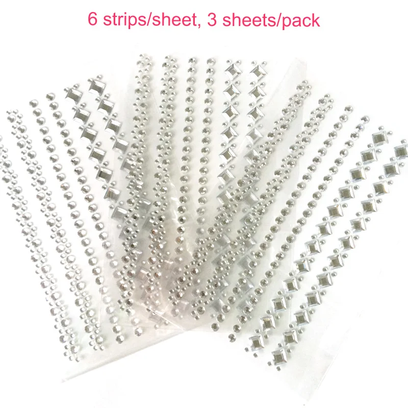 3 листа Акриловые стразы наклейки с драгоценными камнями самоклеющиеся клейкие