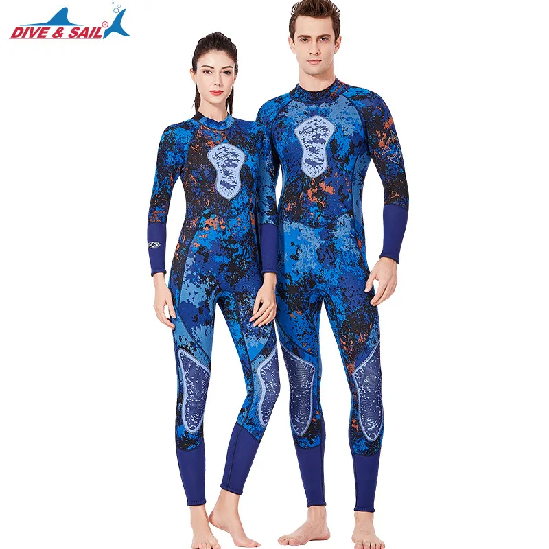 Цельный гидрокостюм 3 мм неопреновый для дайвинга Камуфляжный мужской женский