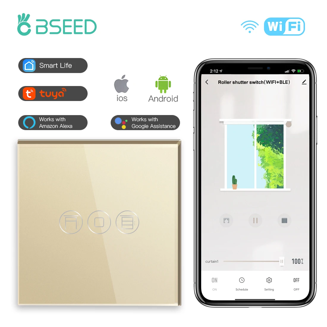 

Bseed EU Wi-Fi умный многоканальный переключатель рольставней беспроводные переключатели Wi-Fi управление Tuya Smart Life работает с Alexa Google Home