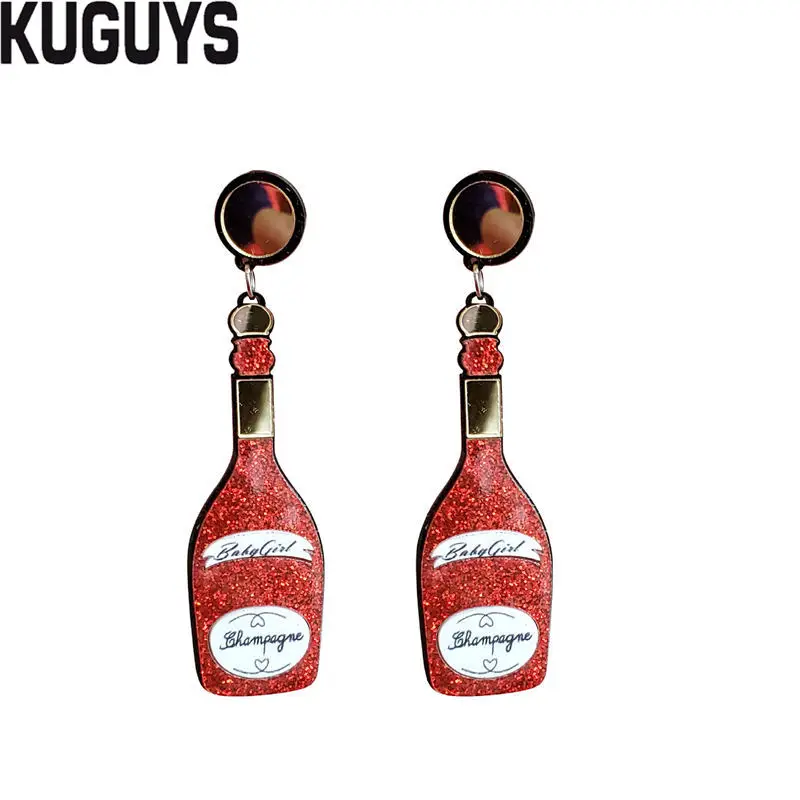 EARRING KUGUYS милые летние сережки-палочки для мороженого для женщин, блестящие акриловые длинные серьги-капли, модные ювелирные изделия, трендовые аксессуары - Окраска металла: EARRING
