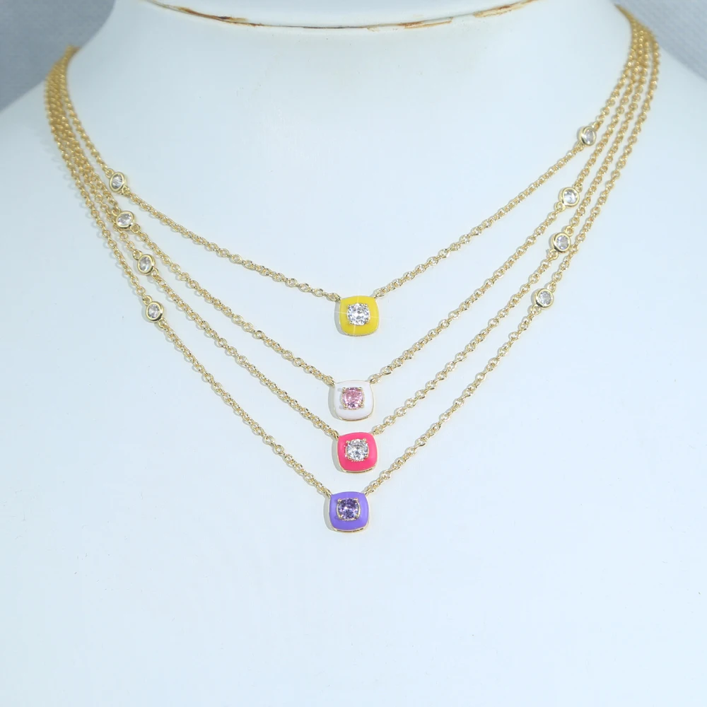 Золотистая Геометрическая круглая рамка CZ неоновая эмаль квадратный