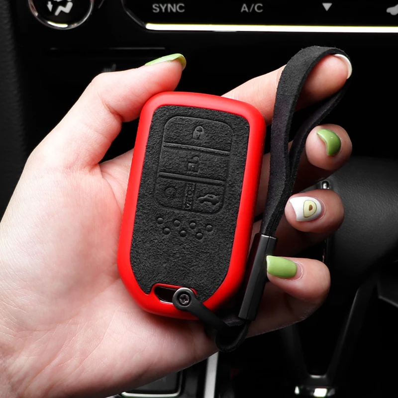ТПУ + Кожаный Автомобильный смарт брелок для ключей чехол Honda Accord City HRV CRV BRV Vezel Spirior