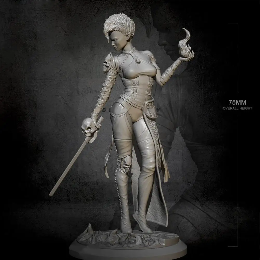 

1/24 h75мм дух огненный солдат-меч белая Модель Смола самособранный Декор эпоксидный комплект фигурки игрушечный солдат сборка H5F6