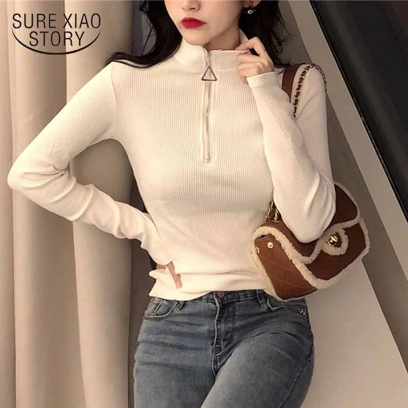 

Turtleneck Autumn Winter Knit Sweater Korean Style Long Sleeve Sweater Chic Bottom Pullover Slim Fit Hong Kong Office Lady 11043