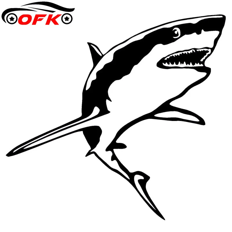 

GREAT WHITE SHARK Vinyl Decal Funny Animal Fish Window Decoration Car Sticker Black/Sliver 15.2*14.2CM