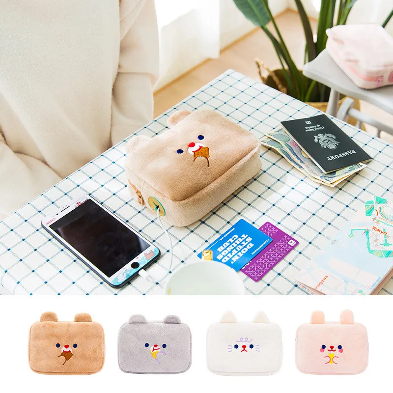 Bentoy Plush Women Makeup Bag Cosmetic Case Charger Organizer Data Wire Storage Pouch | Багаж и сумки