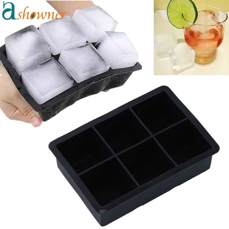 4/6/8/15 сетки большие форма для льда «гиганта Jumbo большой Еда Класс кубика льда силикона квадратный Лоток Плесень DIY льда лоток для кубиков льда