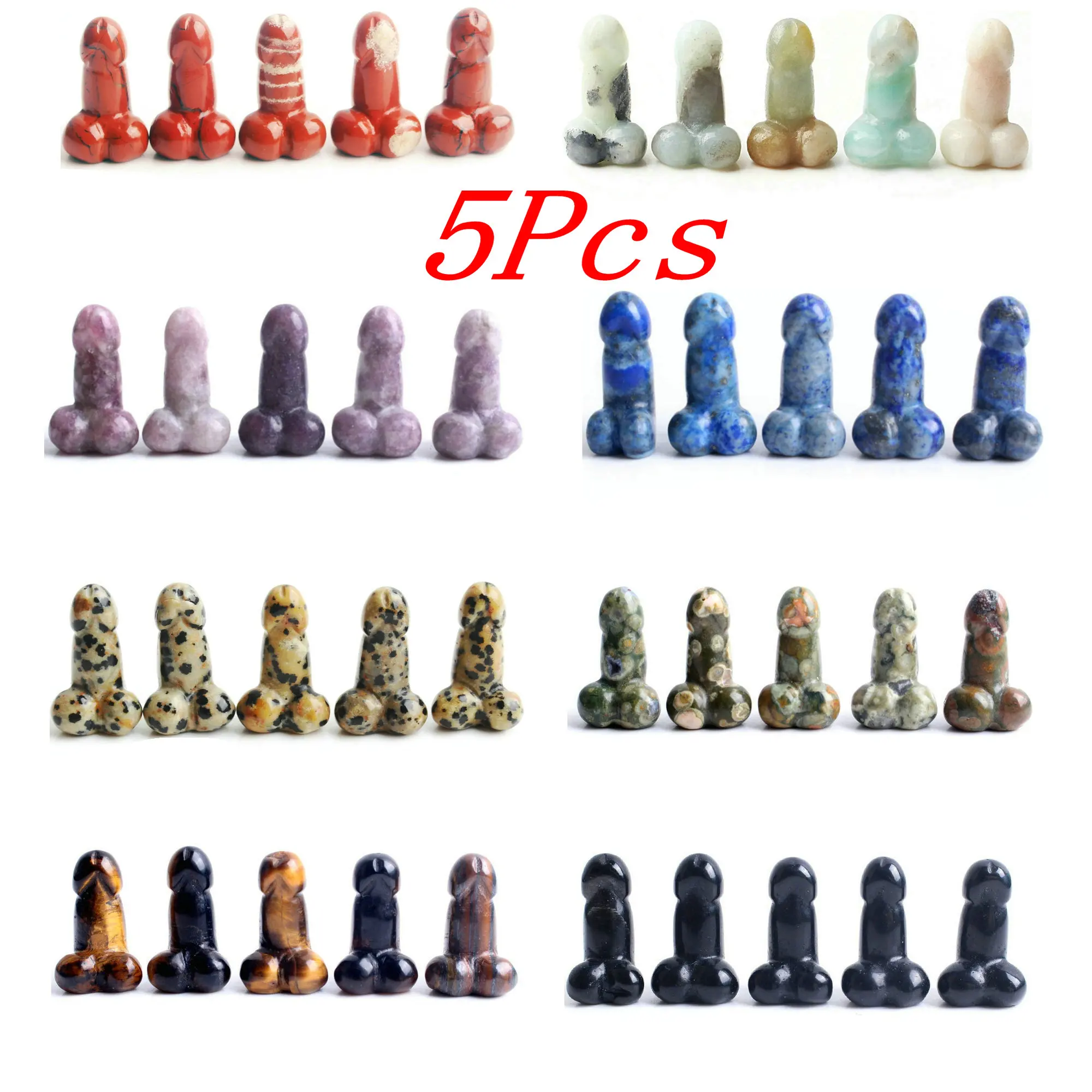 5 шт. натуральный Хрустальный пенис член декоративная статуэтка резная вручную