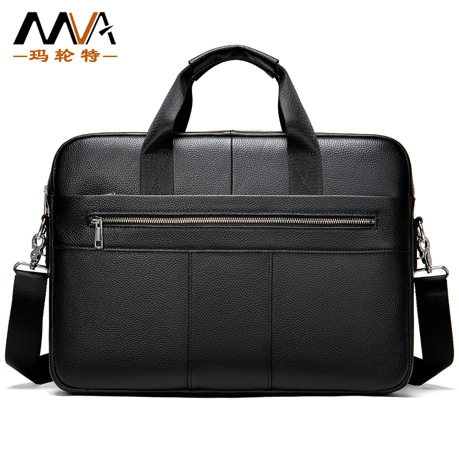 Men·s Horizontal Square business Briefcase bag  First layer cowhide large capacity laptop bags for men Trendy men's shoulder bag