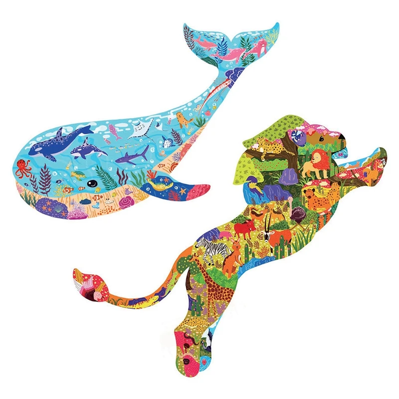 

2 Set Kids Jigsaw Puzzles For Children Adults Puzzles For Animal Jigsaw Puzzles Unique Shape Home Decor(B & A)