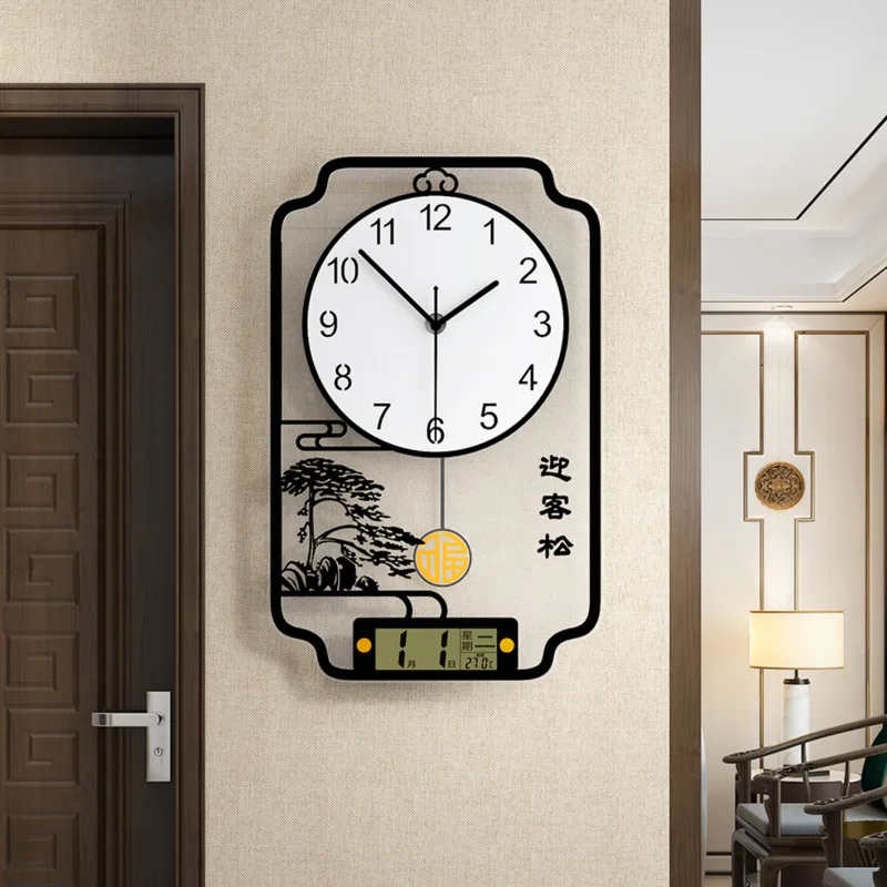 

New Chinese clock wall clock living room household fashion perpetual calendar decoration clock wall Watch