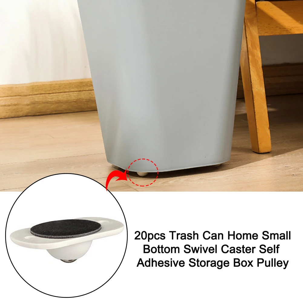

20pcs Self Adhesive Wheels Trash Can Swivel Caster 360 Degree Rotation Storage Box Pulley Home Hardware Universal Cabinet Drawer
