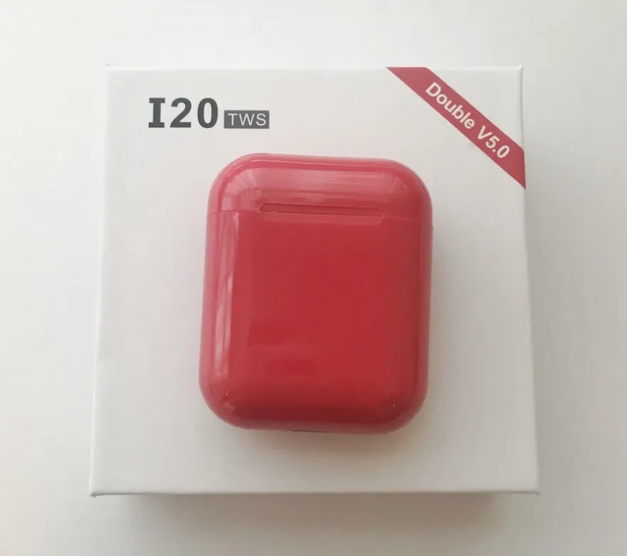 Красный I20 TWS+ Сенсорная функция+ Беспроводная зарядка Bluetooth 5,0 наушники 4D Бас Звук гарнитура PK W1 чип i10 i12 i13 i60 i80 i100 TWS - Цвет: Красный