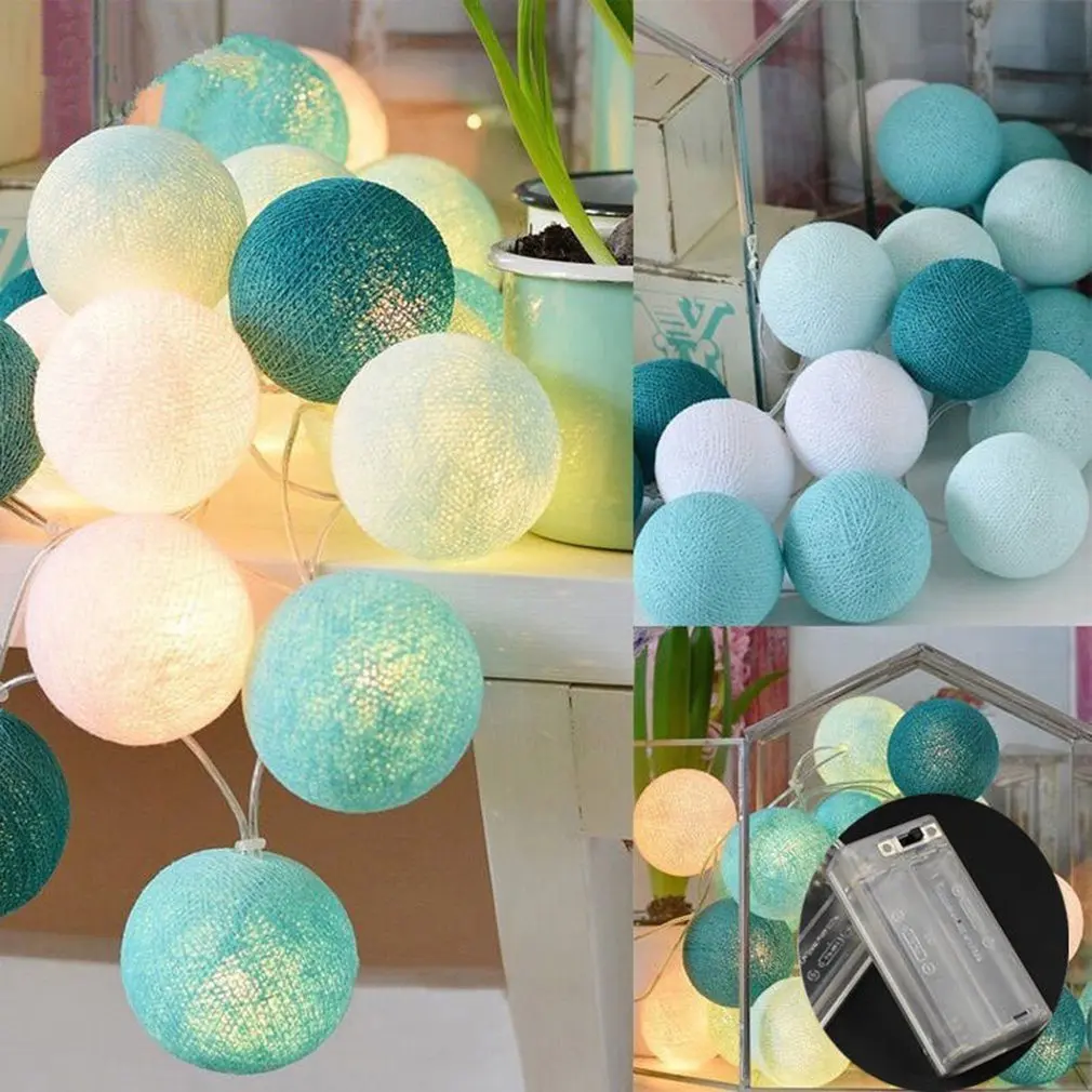 

2.3 Meters 20 Light Color Cotton Ball Color Battery Box Light String Christmas Tree Decoration Pendant Light String