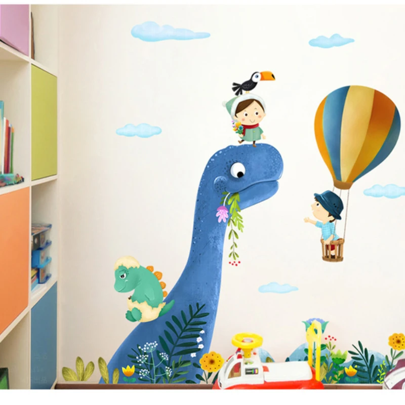 Мультяшные наклейки на стену с динозавром украшение для входа мальчика детской