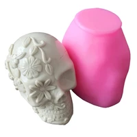 3d flower skull silicone mold epoxy resin diy decoration making soap melt resin polymer clay home decoration