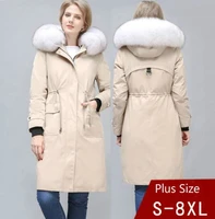winter 2019 real fur coat for women genuine fox fur coat mink fur coat big fur collar detachable parka overcoat jacket warm