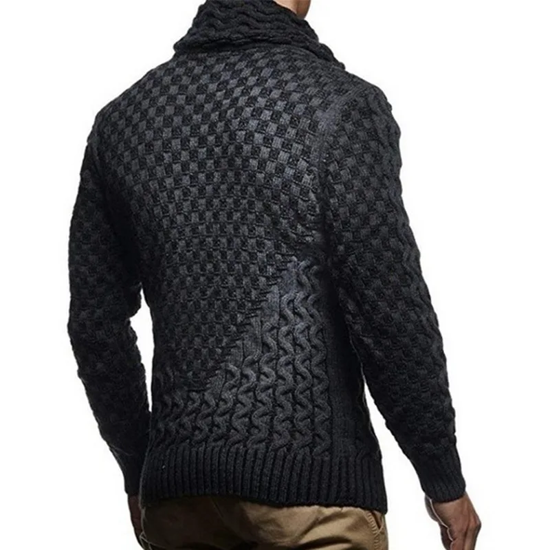 

New fashion brand Slim Men's Knit Lapel Long Sleeve Turtleneck Turtleneck Solid Color Regular Sweater for Men Winter High Neck