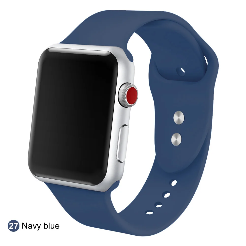 Мягкий силиконовый сменный спортивный ремешок для 38 мм Apple Watch Series1 2 3 4 5 42 мм ремешок для наручных браслетов для iWatch Sports Edition - Цвет ремешка: Navy blue