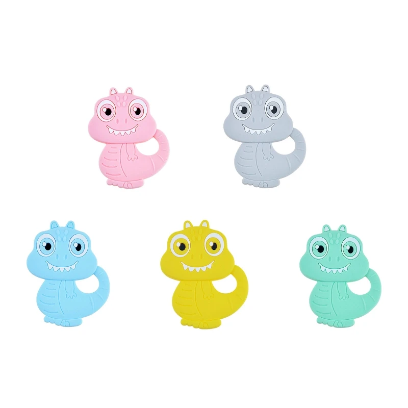 

Cartoon Dinosaur Food Grade Silicone Beads Baby Teether BPA Free Newborn Teething Nursing Teething Toy