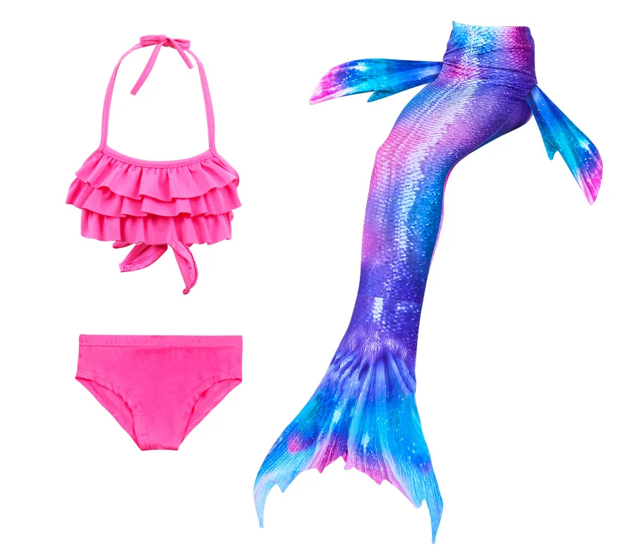 

Kids Swimmable Mermaid Tail for Girls Swimming Bating Suit Mermaid Costume Swimsuit can add Monofin Fin Goggle with Garland