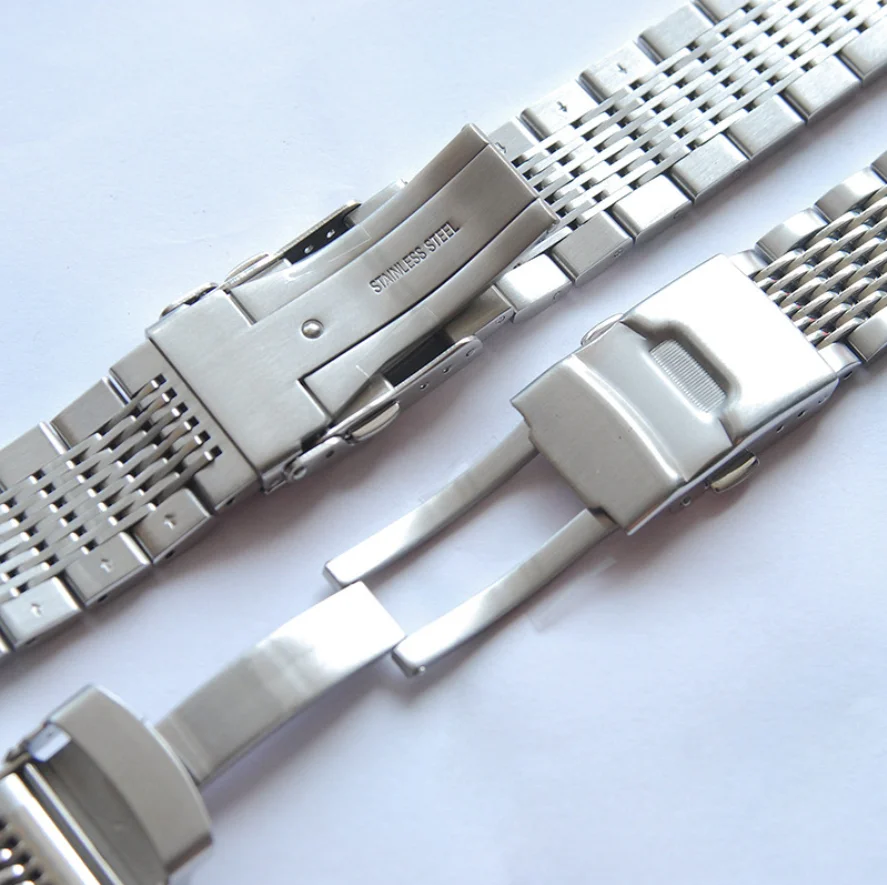 

AWS Stainless steel bracelet mens watches strap solid metal watch band 22mm 316l stainless steel bracelet Double safety buckle