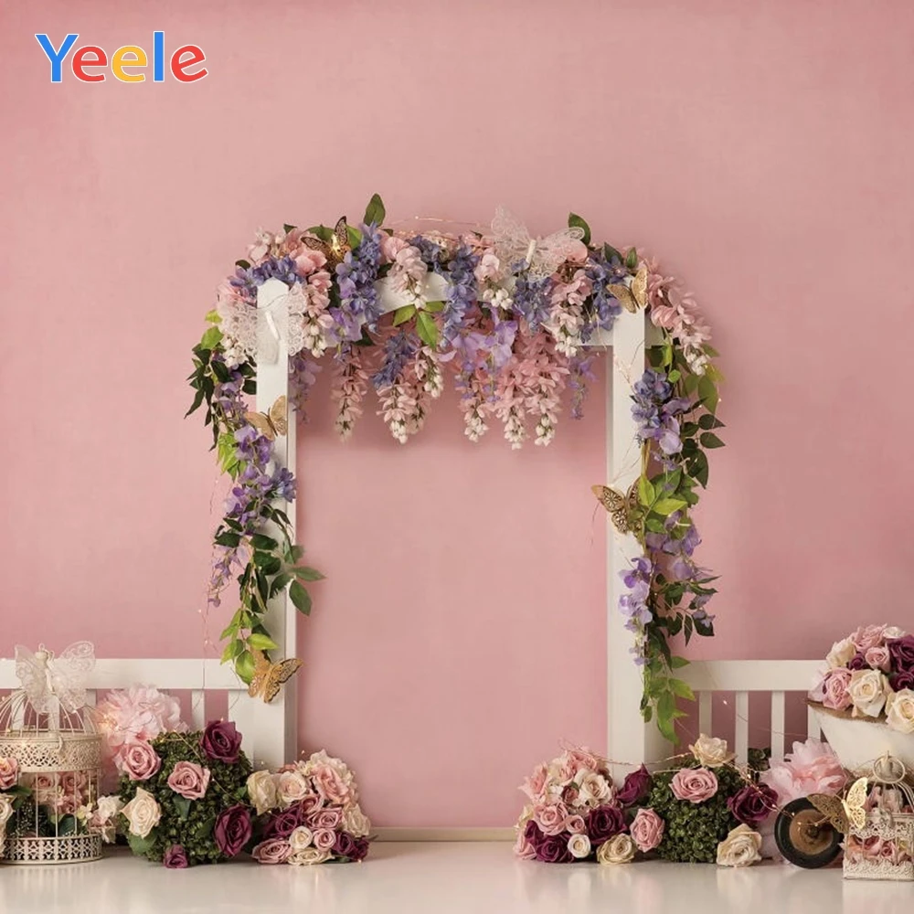 

Newborn Baby Shower Princess Birthday Backdrop Wedding Photocall Flower Spring Custom Photography Background For Photo Studio