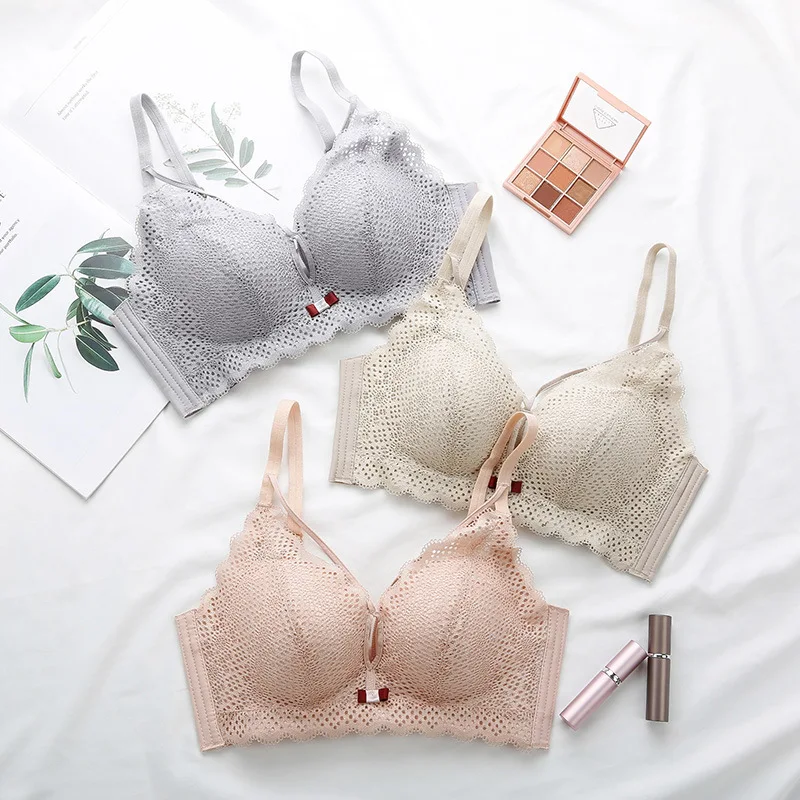 Roseheart Sexy Women Fashion Black Lace Bow Padded Bras Push Up Wireless Bralette Cup A B Underwear Female | Женская одежда