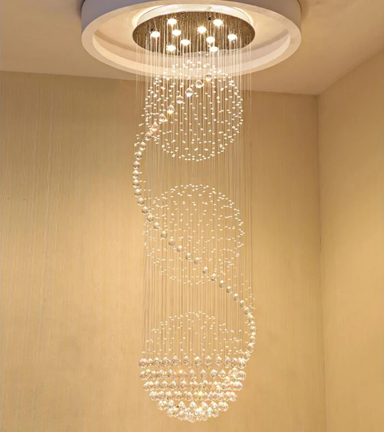 安い 現代スパイラルledリビングルームの陳列ケースクリスタルシャンデリア照明ランプインテリア器具階段はしごのベッドルームのホテル