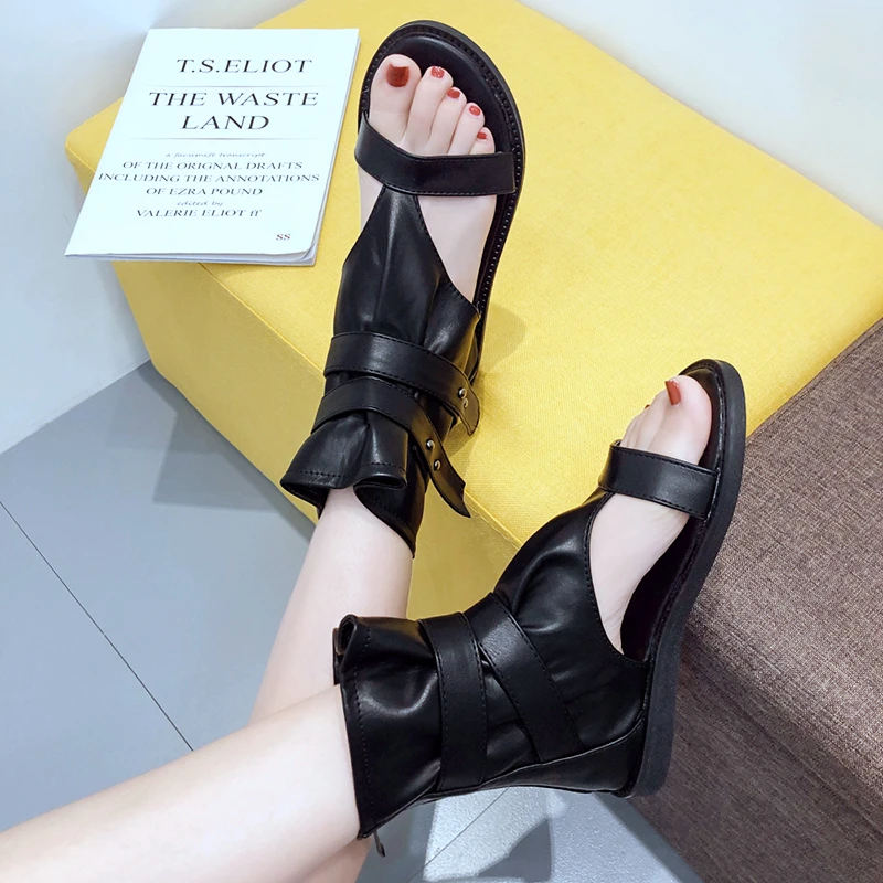 Женские римские сандалии Phoentin с открытым носком новая модель 2020 года плоская