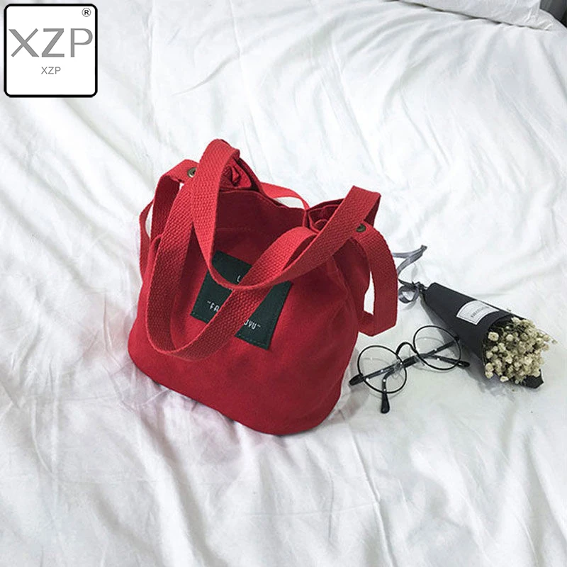 

XZP Fashion Casual Fresh Art Girl Cosmetic Canvas Clutch lady's Tote Shopping Handbag Small Bags Solid Shoulder Bags for Girls