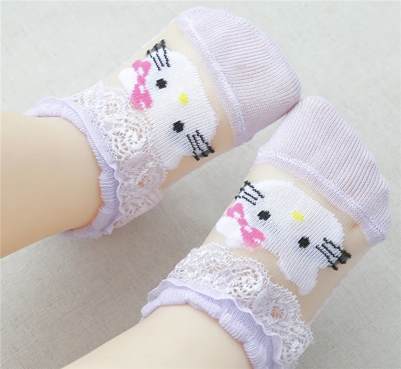 Милые кружевные сетчатые летние носки с цветами для новорожденных хлопковые