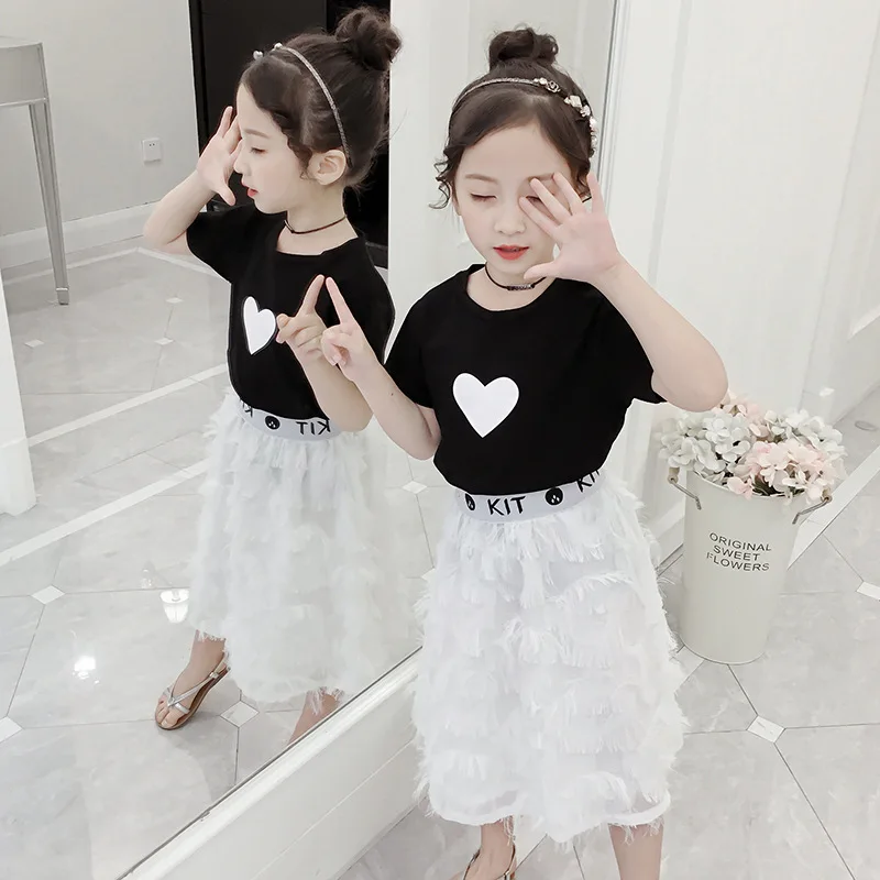 Летний костюм для девочек комплект детской одежды подростков повседневный 6 8 12