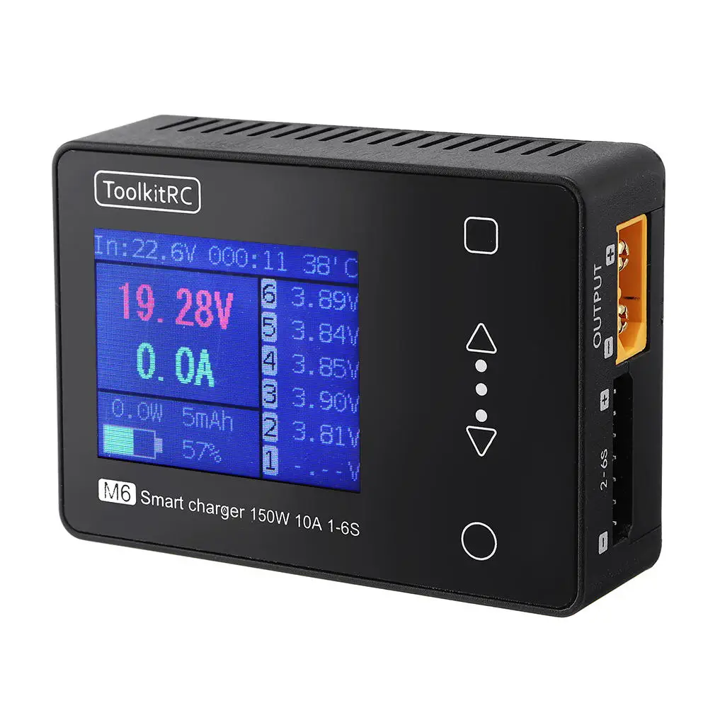 In Stock ToolkitRC M6 Battery Balance Charger 150W 10A DC Output for 1-6S Lipo LiHV Life Lion NiMh Pb Cell Checker Servo Tester