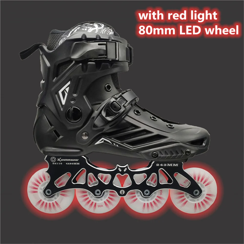LED 80mm Skates Shoes for Inline Roller FSK Slalom Skate Shoes White Red Blue Pink Colorful Flash 4 Wheel / 3 Wheel Speed Shine images - 6