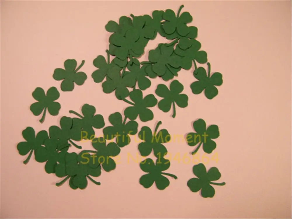 

100pcs Four Leaf Clover Paper Punch Confetti- Good Luck -Irish - St. Patricks Day wedding bridal party Table decor scrapbook